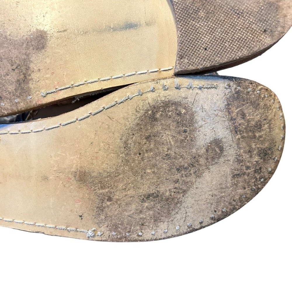 Jack Rogers Jacks II Beige/Gold Leather Flat Thong Sandal Shoes Womens 10 Casual - Picture 15 of 15